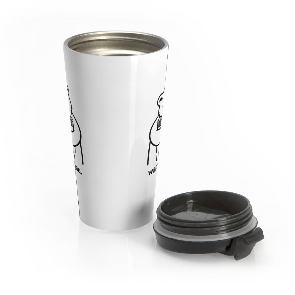 Tired Bear Travel Tumbler – “I Kept It Warm For You” | Cute Hugging Bear Insulated Cup