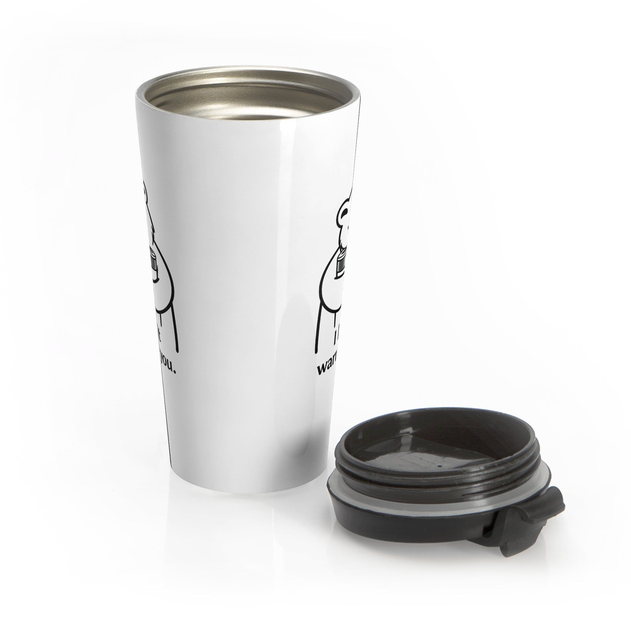 Tired Bear Travel Tumbler – “I Kept It Warm For You” | Cute Hugging Bear Insulated Cup