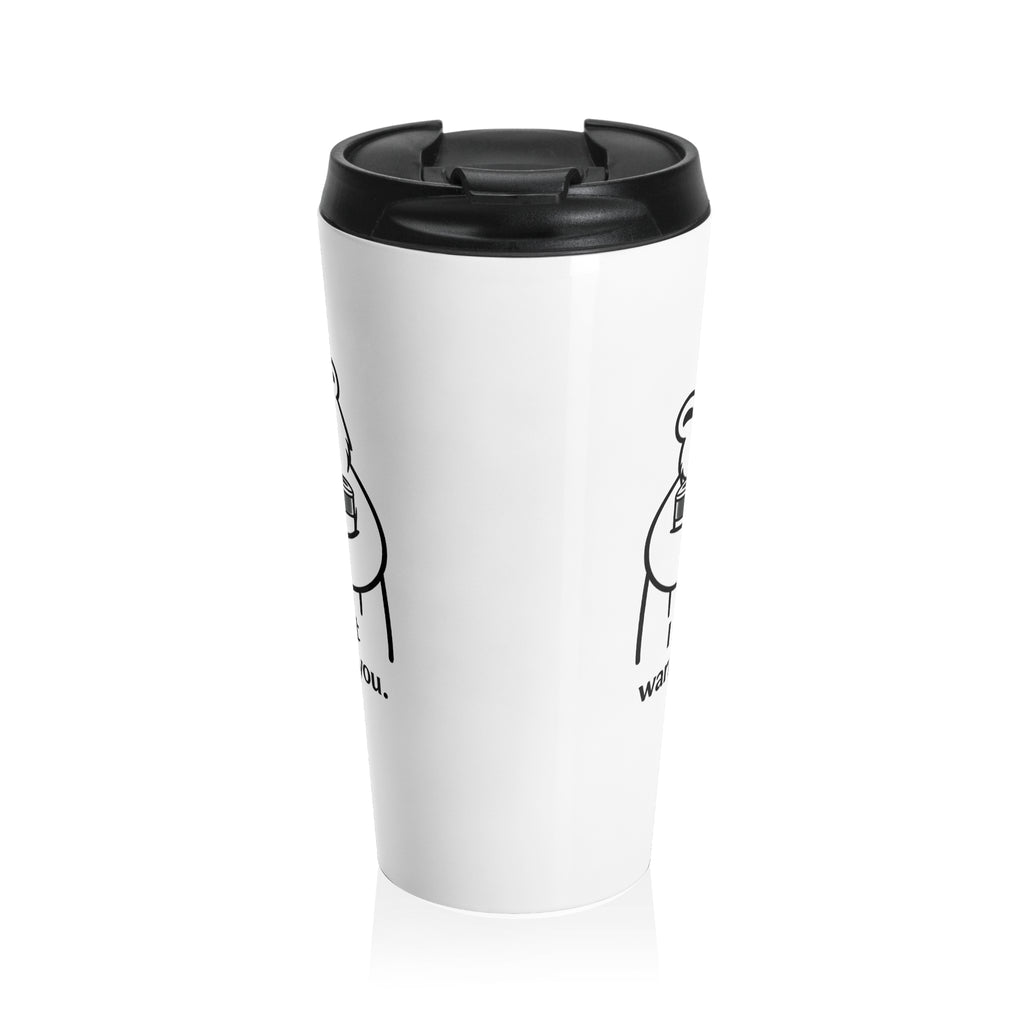 Tired Bear Travel Tumbler – “I Kept It Warm For You” | Cute Hugging Bear Insulated Cup