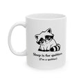 Tired Raccoon Mug – “Sleep Is for Quitters (I’m a Quitter)” | Funny Raccoon Coffee Cup