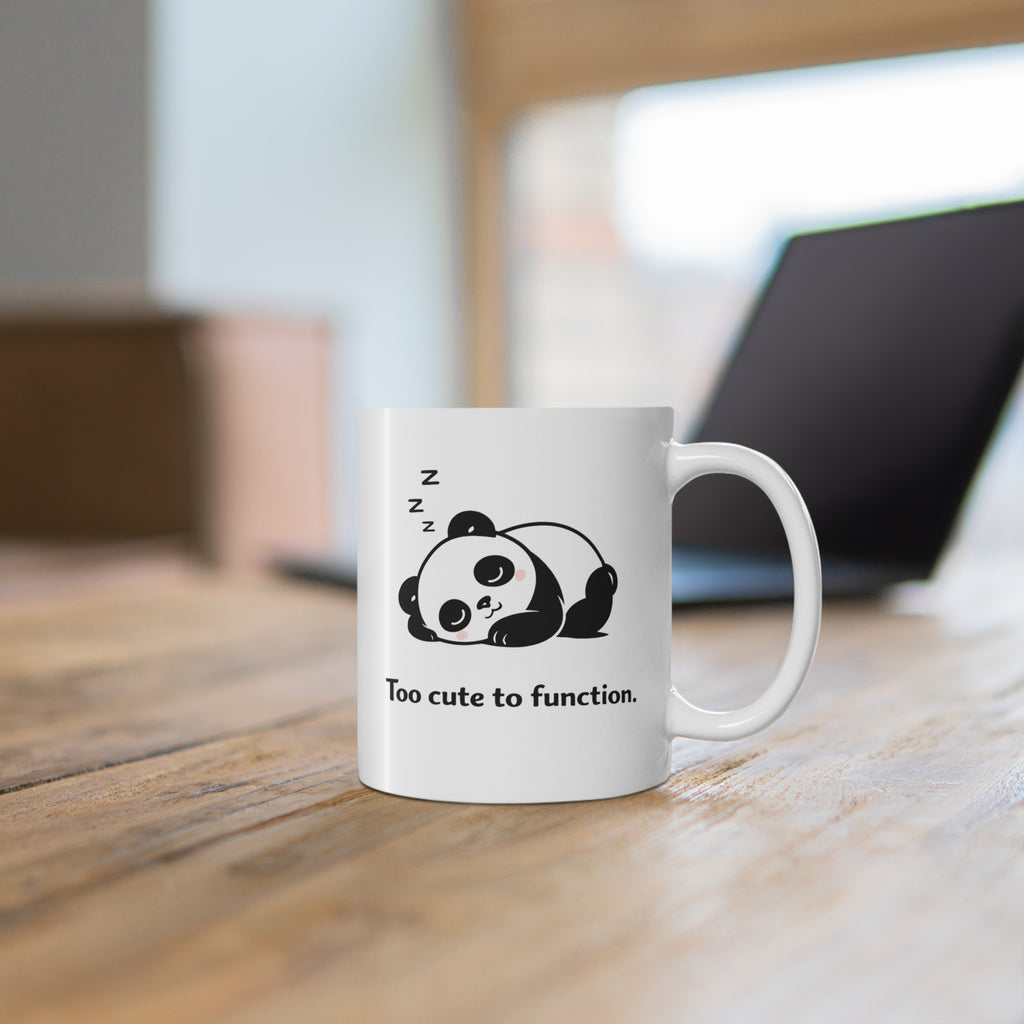 Cute Panda Mug – “Too Cute to Function” | Sleepy Panda Ceramic Coffee Cup (11oz)