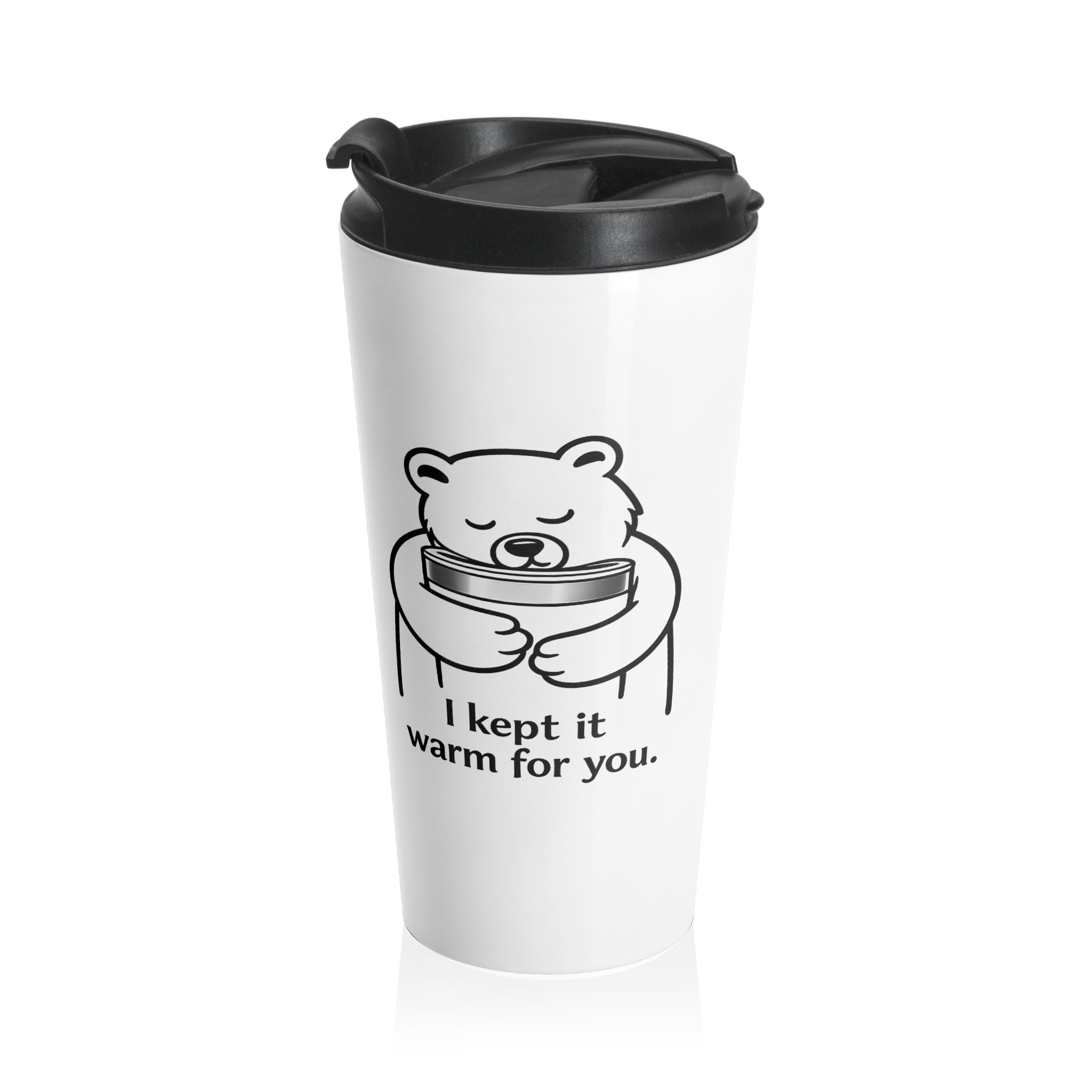 Tired Bear Travel Tumbler – “I Kept It Warm For You” | Cute Hugging Bear Insulated Cup