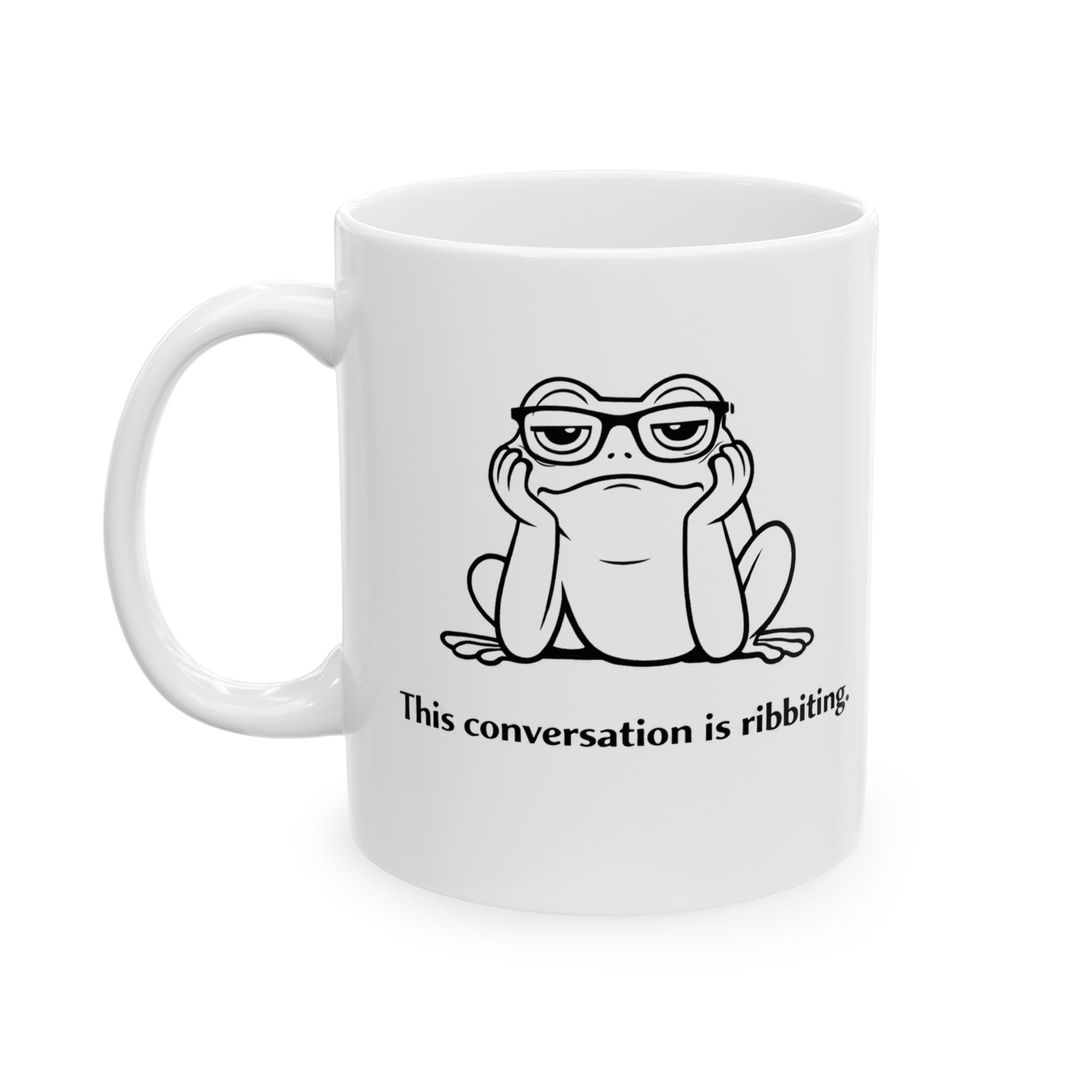 Sarcastic Frog Mug – “This Conversation Is… Ribbiting” | Funny Frog Coffee Cup