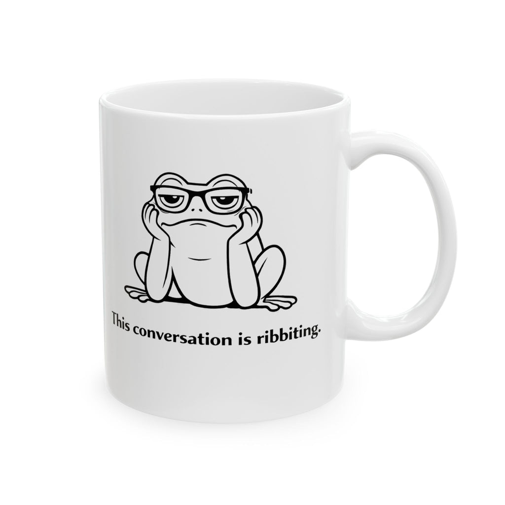 Sarcastic Frog Mug – “This Conversation Is… Ribbiting” | Funny Frog Coffee Cup